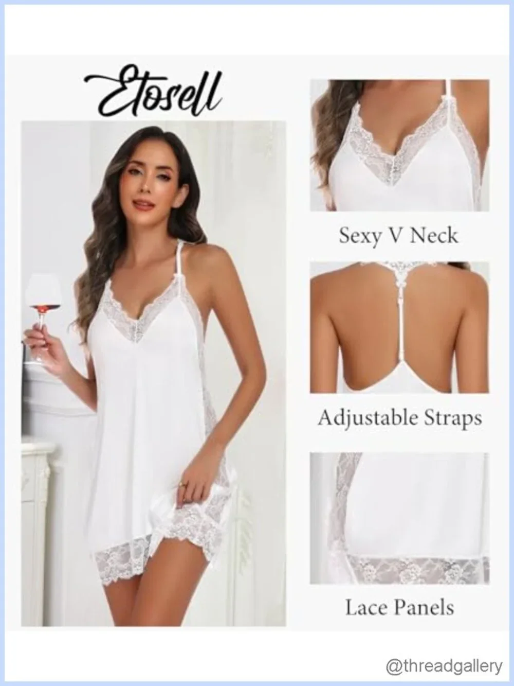 Women's Satin Lace Chemise Nightgown Halter Neck Sleepwear